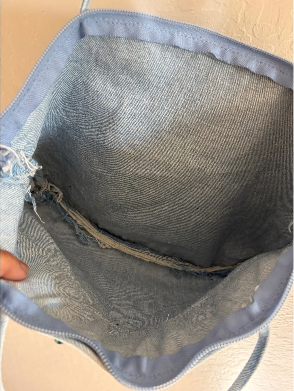 Vintage handmade denim studded tote bag